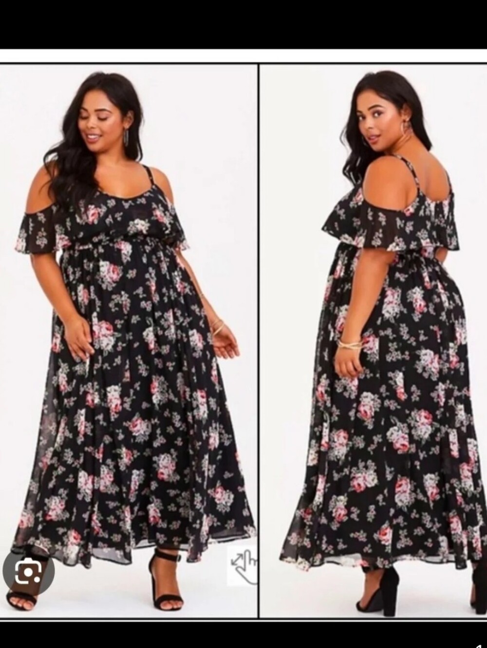 Torrid Floral Ruffle Maxi Dress - Cold Shoulder